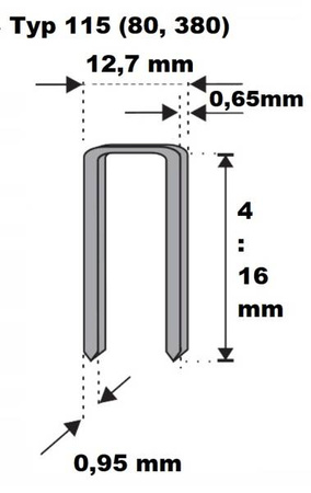 Zszywka tapicerska Prebena typ 115 ( A-12 80 380 ) / 12 mm 19200 szt ocynk