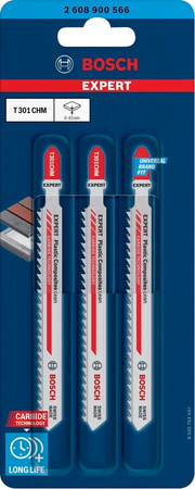 Bosch Brzeszczot do wyrzynarki EXPERT Plastic Composites clean T301CHM, opk 3 szt.