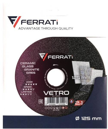 FERRATI Tarcza diamentowa tnąca 1A1R VETRO 125x1,4 mm 22,23 mm