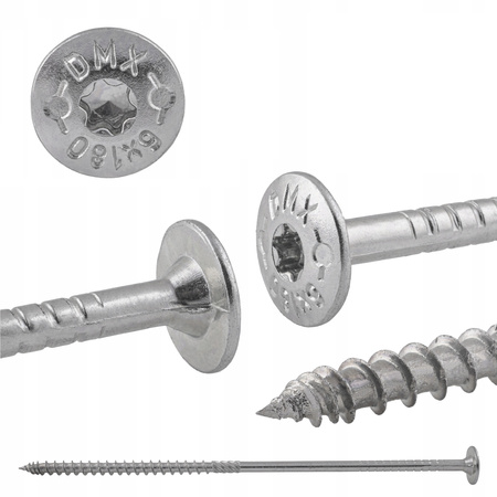 Wkręt ciesielski łeb talerzowy 8x140 opakowanie 50 biały ocynk