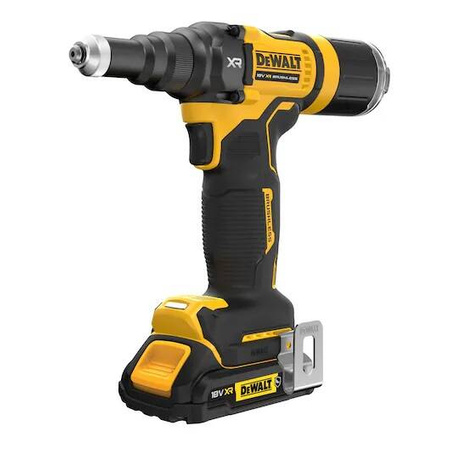 Dewalt Akumulatorowa nitownica 18V XR 10kN 25 mm, 2 akumulatory 2,0 Ah, ładowarka, walizka TSTAK