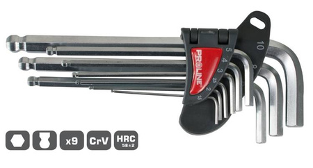 PROLINE Klucze imbusowe z kulką kpl. 9 sztuk 1.5-10 mm CV