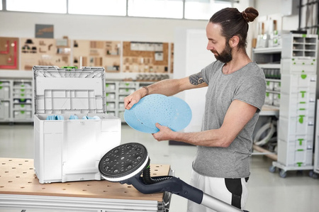Festool Systainer³ na materiały ścierne D225 GR SYS z krążkami w środku