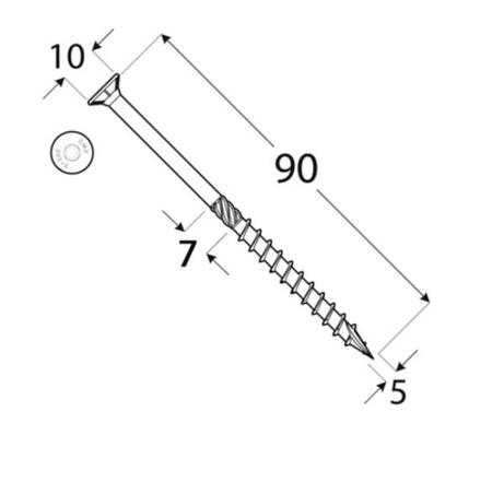 Wkręt ciesielski stożkowy DMX 5,0X90 /opk 200/ biały ocynk