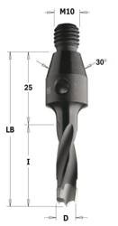 CMT Wiertło nieprzelotowe gwint-trzpień HW D12 I=50 LB=75 S=M10 LH