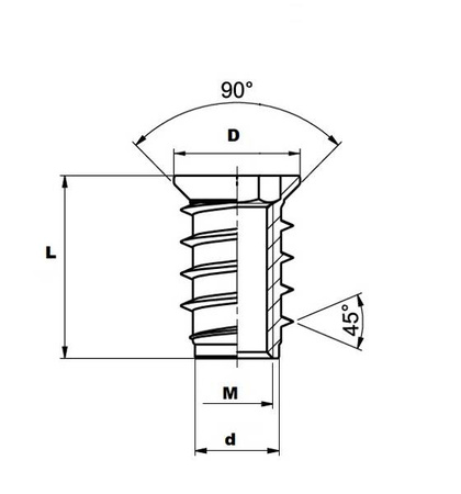 Mufa M8 x 12 x 24 B z kołnierzem wgłębienie sześciokątne