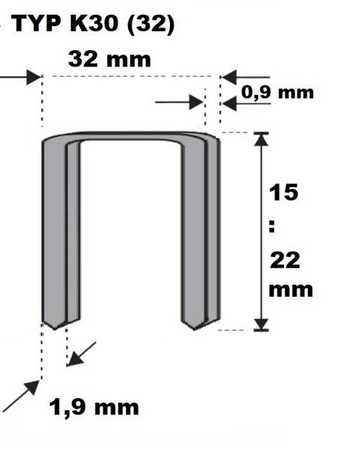 Zszywka do zamykania kartonów K-30 ( 32 ) / 15 mm /2000/