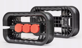 QBRICK SYSTEM Zwijak przewodu elektrycznego z listwą z 3 gniazdami eletrycznymi typu F z możliwością przyczepienia do skrzynek Qbrick System