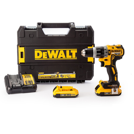 Dewalt Wiertarko-wkrętarka akumulatorowa DCD796D2-QW  z silnikiem bezszczotkowym i udarem 18V , 70 Nm, zestaw 2 akumulatory 2.0 Ah,ładowarka, walizka TSTAK
