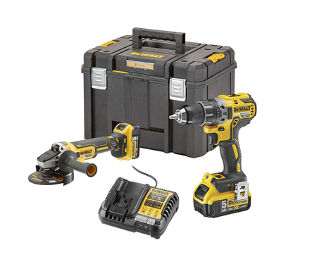 Dewalt Zestaw Combo 18V DCK2020P2T (DCD791 + DCG405) , 2 x akumulator DCB184, ładowarka DCB115, walizka TSTAK