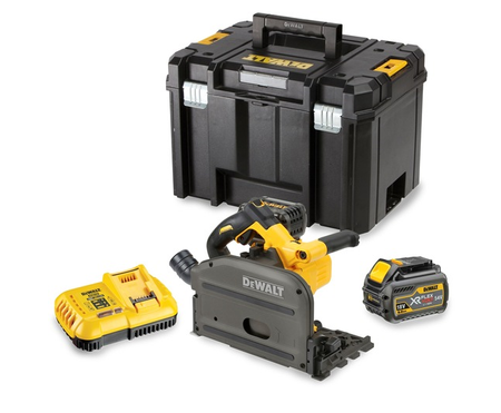 DeWalt Akumulatorowa zagłębiarka DCS520T2R-QW 165 mm z szyną 1,5m DWS5022-XJ, 54V FlexVolt, 2x 6.0 Ah, walizka TSTAK