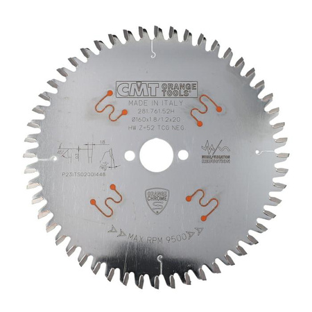 CMT Piła HM D=160 K=1,8/1,2 F=20 Z=52 TCG NEG