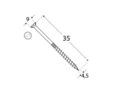 Wkręty ciesielskie stożkowe DMX 4,5 X 35 mm /opk 200/