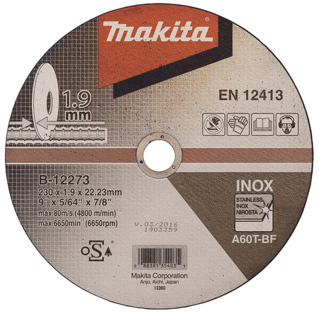 Makita Extra cienka tarcza tnąca do metalu 230x1,9x22mm