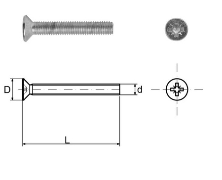 Wkręt stożkowy gwint metryczny M6X20 B