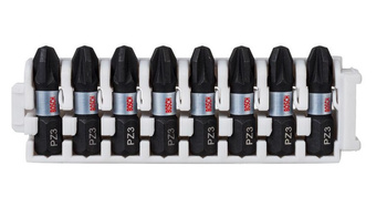 Bosch końcówka wkręcająca PZ3  Impact  25 mm opakowanie 8 sztuk z wkładką do skrzyneczek z bitami