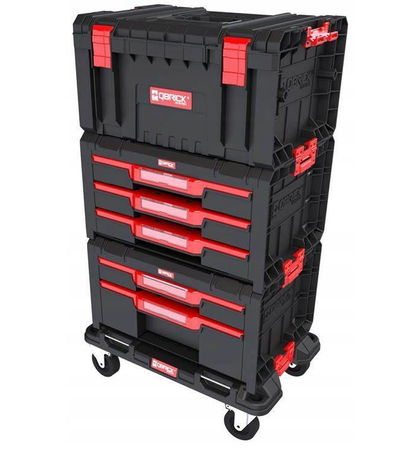 QBRICK Zestaw modułowych skrzyń narzędziowych Qbrick System QS PRO Drawer Workshop Set 2 2.0 : Platforma transp. Pro + Qbrick System Pro Drawer2 Basic (2 szufl.) - 1 szt + Qbrick System Pro Drawer3 Basic (3 szufl.) + Skrzynia narz.Qbrick Pro
