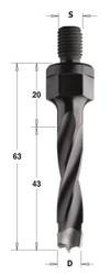CMT Wiertło nieprzelotowe gwint-trzpień HW D=5 I=43 LB=63 S=M8 RH