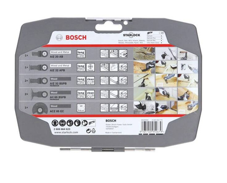 Bosch Zestaw akcesoriów do narzędzi wielofunkcyjnych - brzeszczoty do drewna 7 szt : Wood ACZ 85 EC (1x) Wood BIM AIZ 32 BSPB (2x) Wood AII 65 BSPB (2x) Wood & Metal BIM AIZ 32 APB (1x) Wood & Metal BIM AIZ 20 AB (1x)