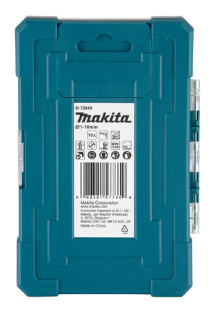 Makita Zestaw wierteł do metalu HSS-TiN, 1 - 10 mm, 10 szt. D-72849