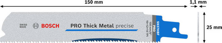 Bosch Brzeszczot do piły szablastej do precyzyjnego cięcia grubego metalu PRO Thick Metal precise S937HBF Blade, 1,1 x 25 x 150 mm, 5 szt.