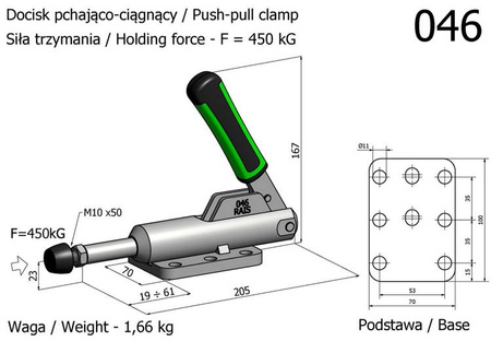 RAIS Docisk szybkomocujący pchająco-ciągnący niski 046