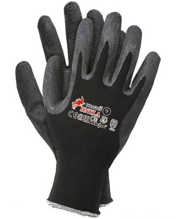 Rękawice ochronne nylon-latex czarne RNYLAB 10