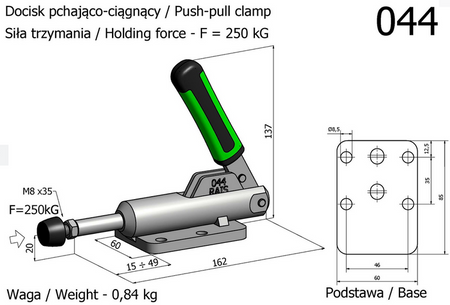 RAIS Docisk szybkomocujący pchająco-ciągnący niski 044