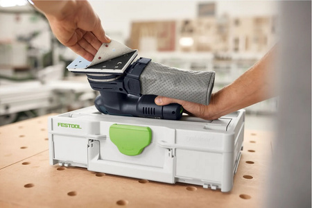 Festool Systainer³ na materiały ścierne 80x133 GR SYS z materiałami ściernymi w środku