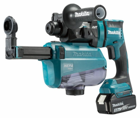 Makita Akumulatorowa młotowiertarka DHR182 18V BL Li-Ion 2 x 5,0Ah, ładowarka, walizka Makpac, system odsysania pyłu DX05