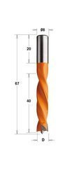 CMT Wiertło HW nieprzelotowe D=8 I=40 L=67 S=8x20 LH