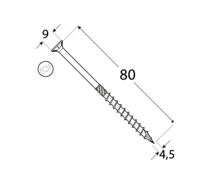 Wkręty ciesielskie stożkowe DMX 4,5 X 80 mm /opk 100/