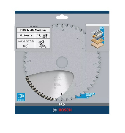 Bosch Tarcza pilarska PRO Multi Material, 216 × 2,5 × 30 mm, T80