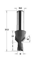 CMT Wiertło HW nieprzelotowe z gzymką D=10 I=20 L=57,5 S=10 RH