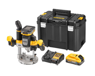 DeWalt Akumulatorowa frezarka górnowrzecionowa DCW620H2-QW  11000-23000 obr/min , 2 5.0 Ah Powerstack, ładowarka, walizka