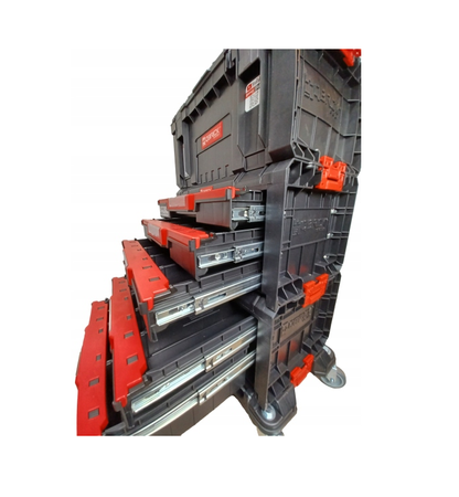 QBRICK Zestaw modułowych skrzyń narzędziowych Qbrick System QS PRO Drawer Workshop Set 2 2.0 : Platforma transp. Pro + Qbrick System Pro Drawer2 Basic (2 szufl.) - 1 szt + Qbrick System Pro Drawer3 Basic (3 szufl.) + Skrzynia narz.Qbrick Pro