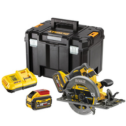 Dewalt Akumulatorowa pilarka tarczowa DCS579X2-QW 54V FlexVolt z możliwością pracy na szynie prowadzącej 2 x 9 Ah ładowarka, walizka TSTAK