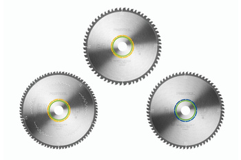 Festool Zestaw 3 tarcz pilarskich KSB-SORT/3 W/A 260x2,5 / podpozycje: 1 x 578618 (260x2,5x30 W80) + 1x 578619 (260x2,5x30 W60) + 1x 578620 (260x2,4x30 TF68) /