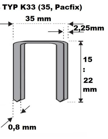 Zszywka do zamykania kartonów K-33 ( 35, B ) (Packfix) / 15 mm /2000/