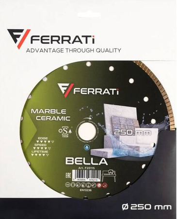 FERRATI Tarcza diamentowa tnąca 1A1R BELLA 250 mm 25,4 mm