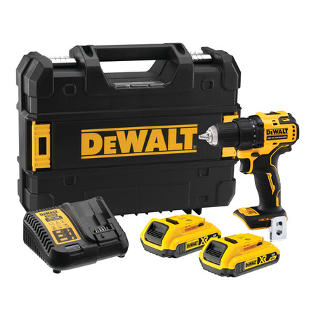 Dewalt Wiertarko-wkrętarka akumulatorowa DCD708D2T-QW z silnikiem bezszczotkowym, 18V , 65 Nm, 2 akumulatory Li-Ion 2.0 Ah, ładowarka, walizka