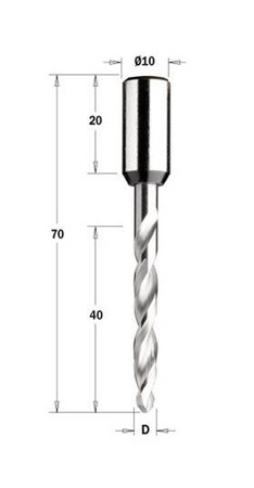 CMT Wiertło HW przelotowe D=4 I=40 L=70 S=10x20 RH XTREME-HWM