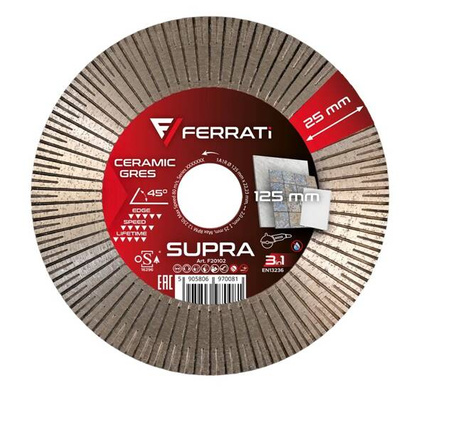 FERRATI Tarcza diamentowa tnąca i szlifująca 1A1R SUPRA 125 mm 22,23 mm
