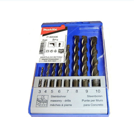 Makita Zestaw wierteł do betonu 3-10 mm (8 szt)