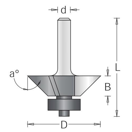 WOOD PECKER Frez trzpieniowy B-6.3 a-25 d=8 Do ścinania krawędzi