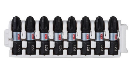 Bosch końcówka wkręcająca PZ3 Impact 25 mm opakowanie 8 sztuk z wkładką do skrzyneczek z bitami