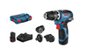 Bosch Wiertarko-wkrętarka akumulatorowa GSR12V-35,aku 2x3,0 Ah, 4xGFA, ładowarka AL1240CV, L-Boxx