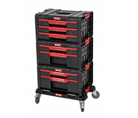 QBRICK Zestaw modułowych skrzyń narzędziowych Qbrick System QS PRO Drawer Workshop Set 1 2.0 : Platforma transp. Pro + Qbrick System Pro Drawer2 Basic (2 szufl.) x 2 - 1 szt + Qbrick System Pro Drawer3 Basic (3 szufl.)