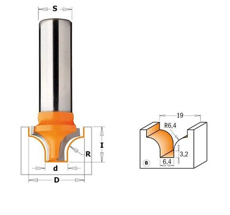 CMT Frez HM D=19 d=6,4 R=6,4 I=13 L=51 S=12 Profil=B