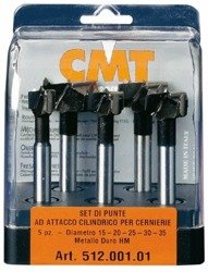 CMT Kpl wierteł puszkowych HW RH  D=15,20,25,30,35 L=90 S=10x50 Uchwyt cylindryczny